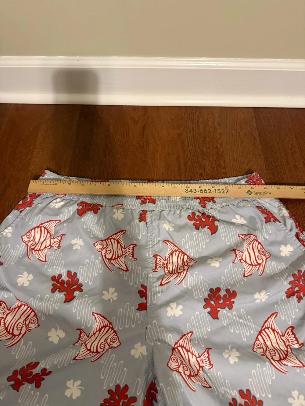 Reyn Spooner Hawaiian Traditions Angel Fish Coral Swim Trunks Mesh Blue Red L